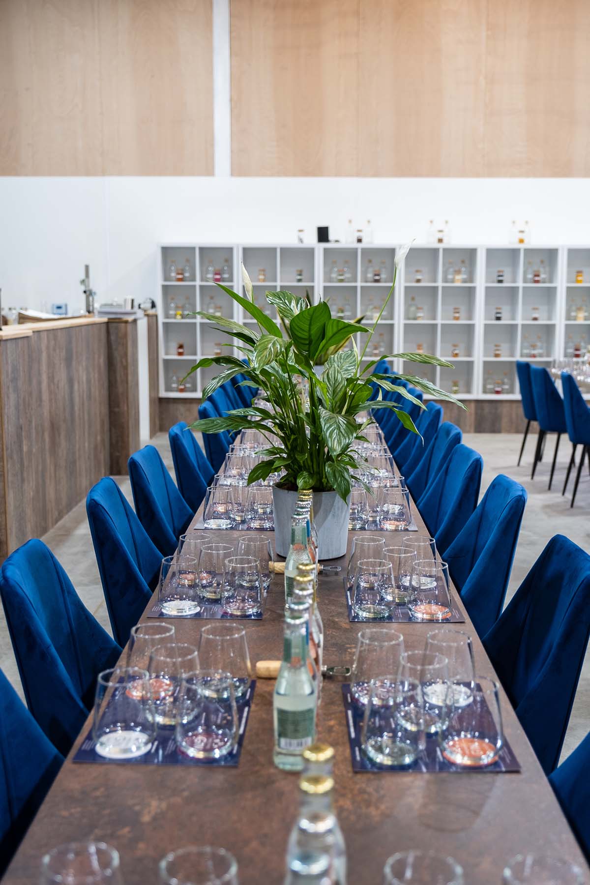 gin distillery private hire long table