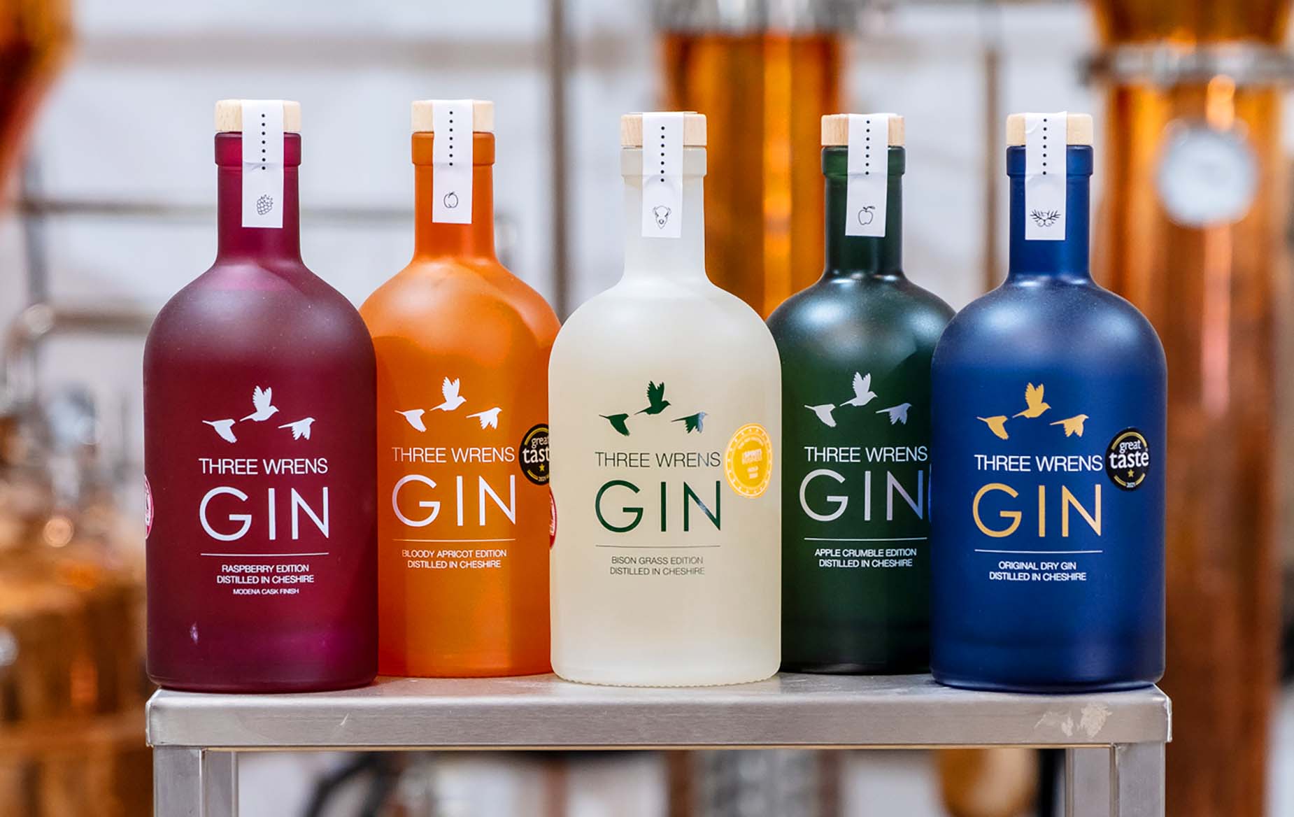craft gins 70cl row bottles