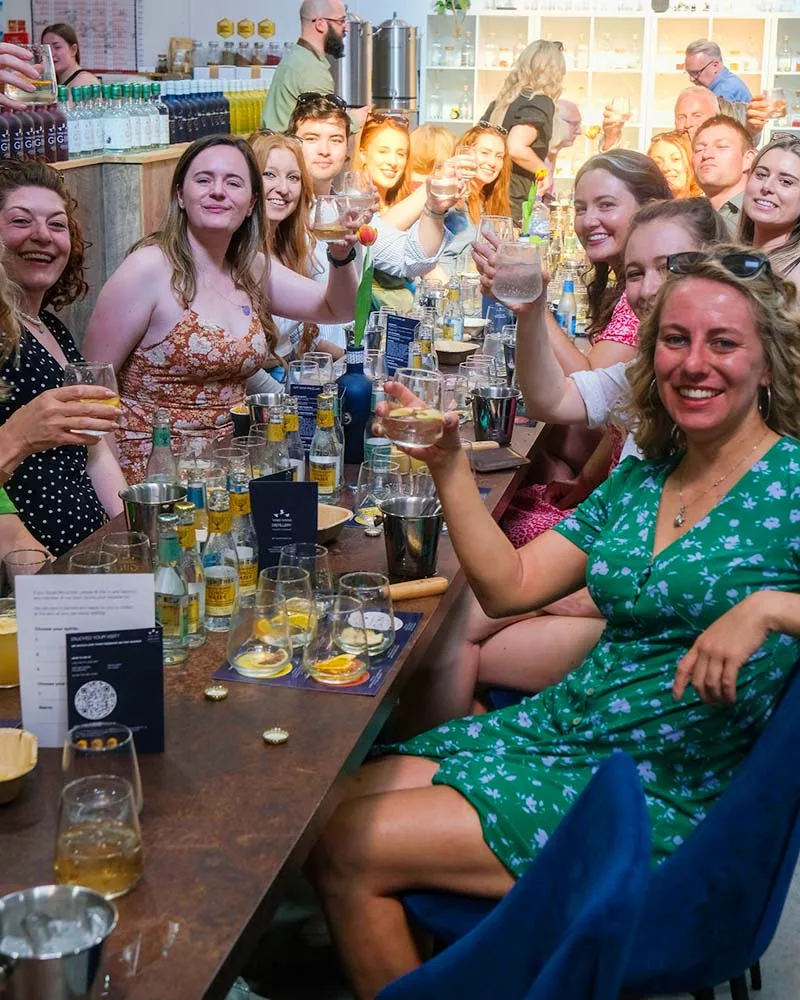 large table gin glasses